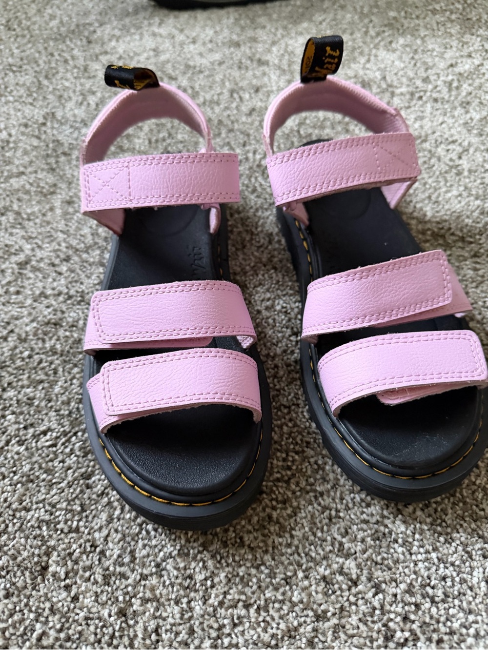 Dr. Martens Kids Pink Triple-Strap Platform Sandals